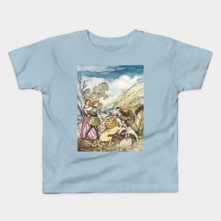 Cesarino and the Dragon - Arthur Rackham Kids T-Shirt